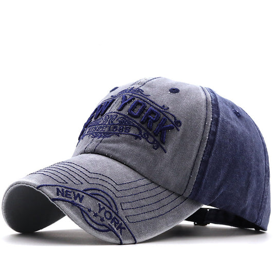 NEW YORK Big Alphabet Embroidery Baseball Cap Washed Distressed Peaked Cap - Sophinity
