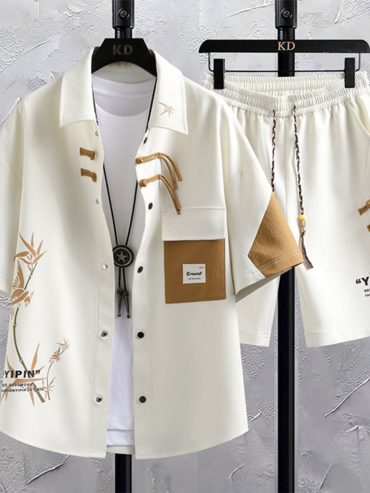 New Chinese Style National Style Suit Men's Summer Short Sleeve Shirt Shorts Wear A Set Of Casual Sports Clothes - Sophinity