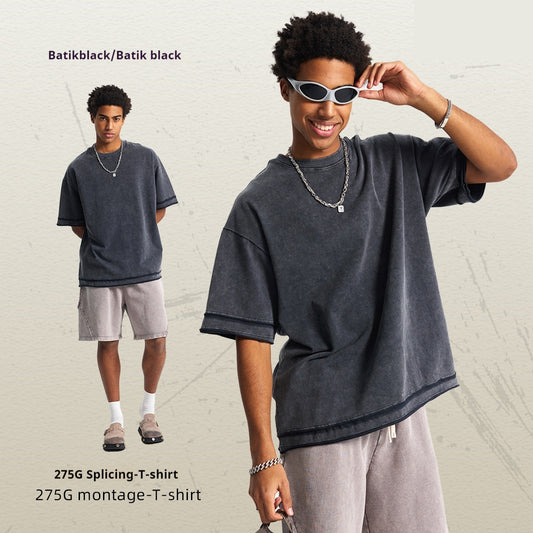 Batik Washing Water Loose Edge Patchwork Retro Short Sleeve Men - Sophinity