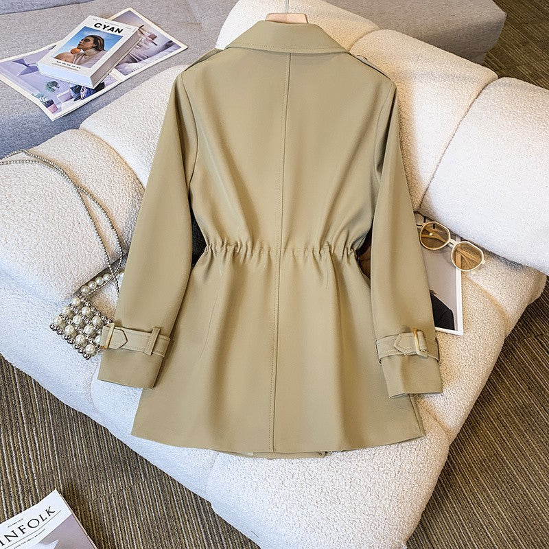 Women's Fashion Tailored Collar Trench Coat Waist Trimming Coat