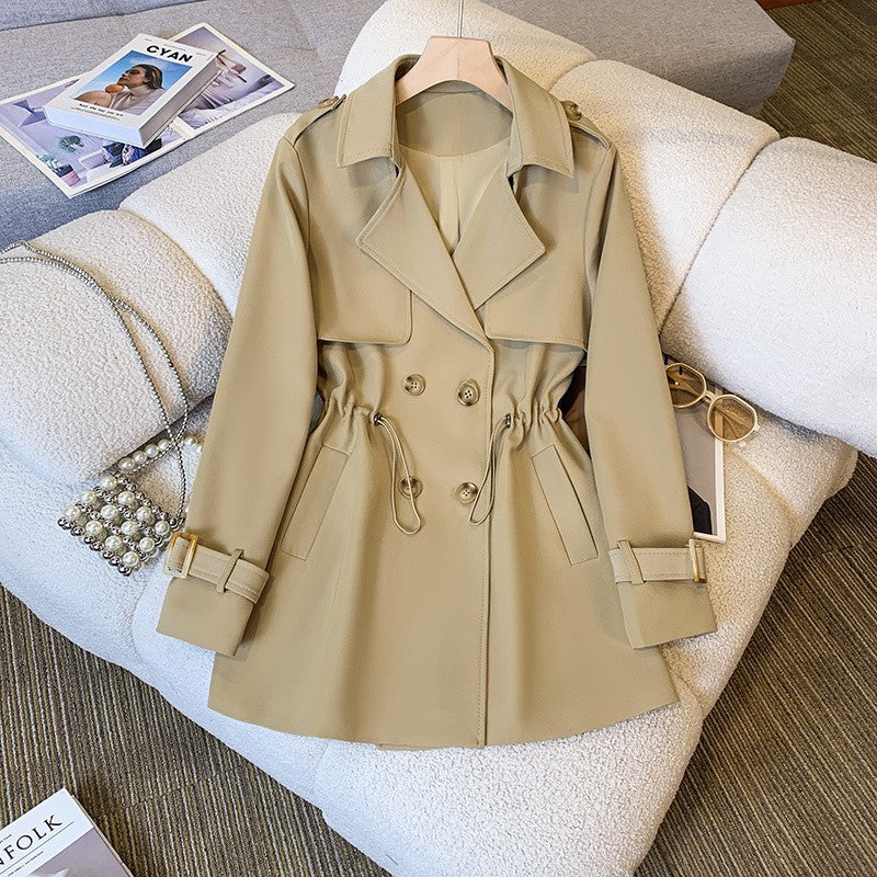 Women's Fashion Tailored Collar Trench Coat Waist Trimming Coat