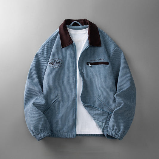Corduroy Jacket Men's Solid Color Jacket Casual Top - Sophinity
