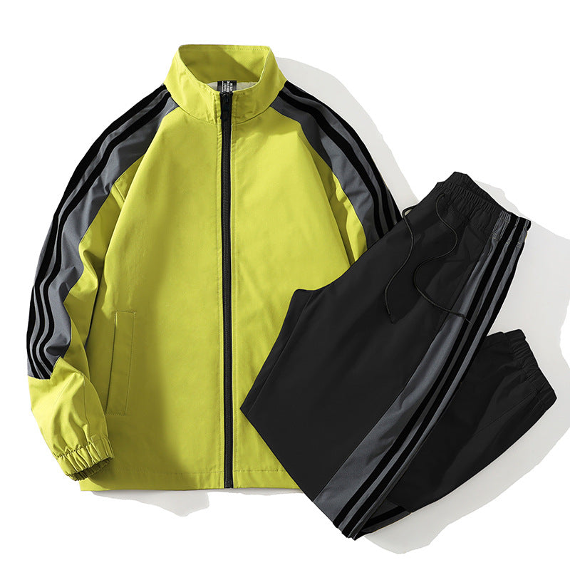 Sports Men's Trendy Handsome Casual Stand Collar Top And Trousers Two-piece Set - Sophinity