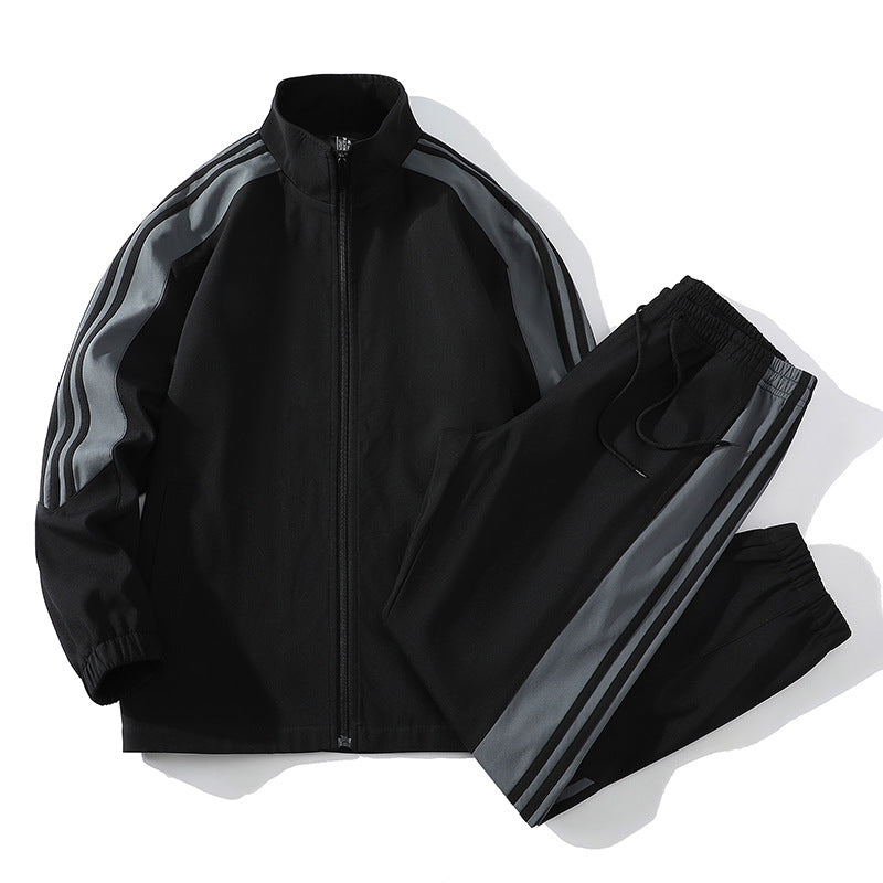 Sports Men's Trendy Handsome Casual Stand Collar Top And Trousers Two-piece Set - Sophinity