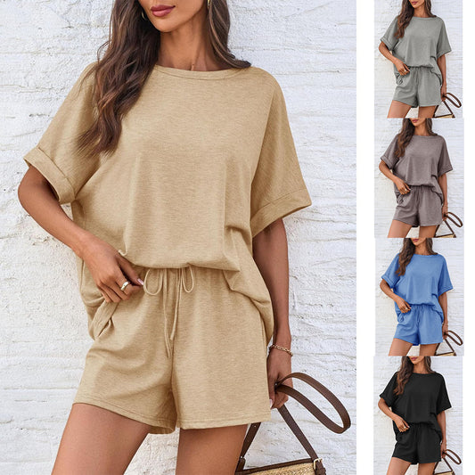 Casual Suit Oversized Short Sleeve T-shirt Drawstring Shorts Casual Wear Sportswear