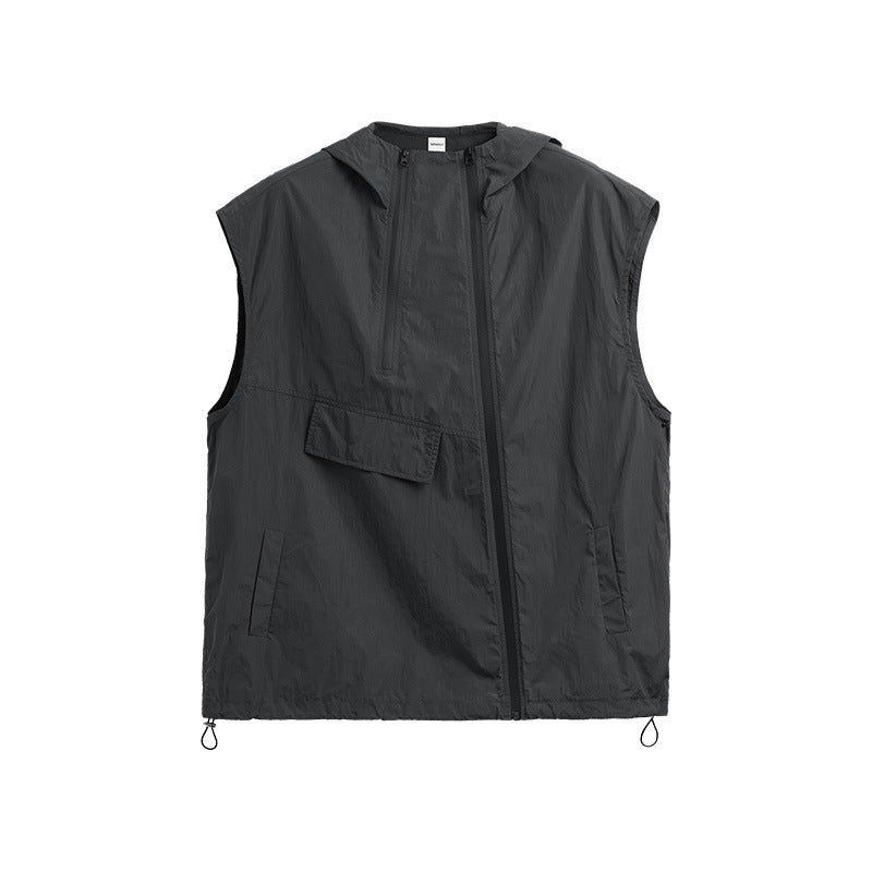 Functional Zipper Vest Japanese Vest Hooded Coat - Sophinity