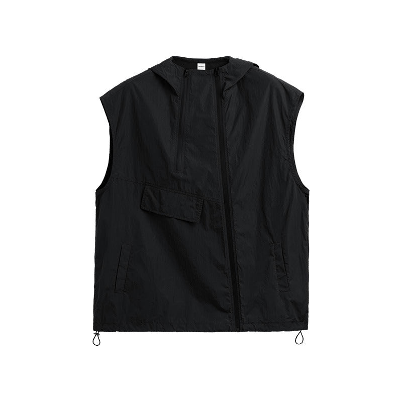 Functional Zipper Vest Japanese Vest Hooded Coat - Sophinity