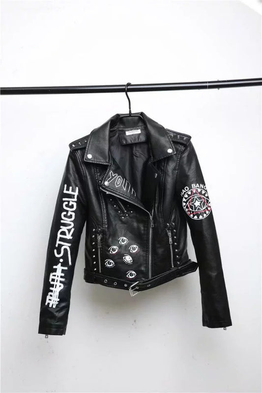 New Women Autumn Winter Faux Soft Leather Jackets Coats Lady Black - Sophinity