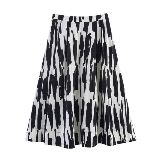 Spring And Summer Square Printing Midi Dress