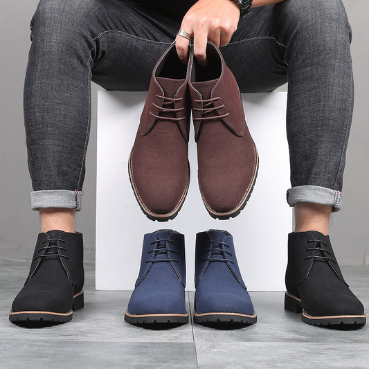 Casual Men s Leather Shoes Zhongbang Leather Boots Front Lace up Low Heel Large Size - Sophinity