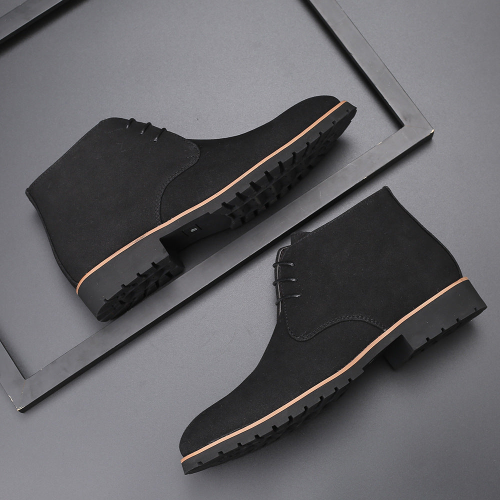 Casual Men s Leather Shoes Zhongbang Leather Boots Front Lace up Low Heel Large Size - Sophinity