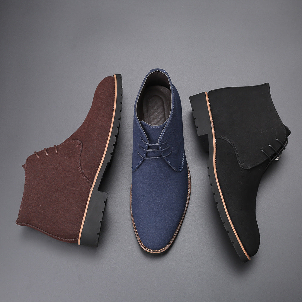 Casual Men s Leather Shoes Zhongbang Leather Boots Front Lace up Low Heel Large Size - Sophinity