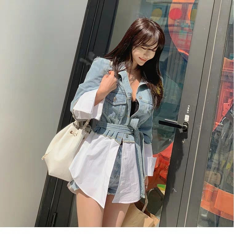 Casual Stitching Fake Two Denim Jackets - Sophinity