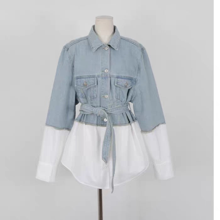 Casual Stitching Fake Two Denim Jackets - Sophinity