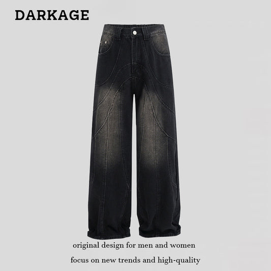 American-style Retro Washed Distressed Structural Stitching Jeans For Men - Sophinity