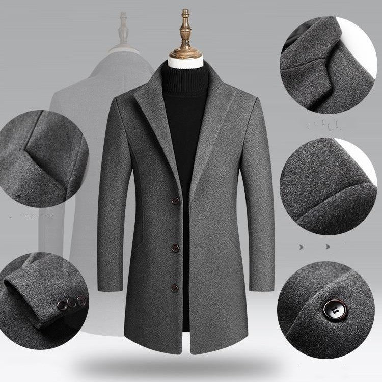 Autumn And Winter Woolen Trench Coat Men - Sophinity
