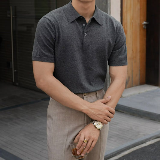 Men's New Polo Collar Solid Color Casual Business Simplicity T-shirt - Sophinity