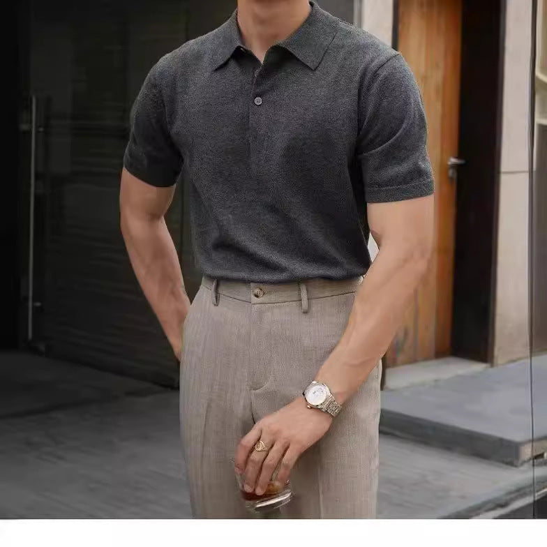 Men's New Polo Collar Solid Color Casual Business Simplicity T-shirt - Sophinity
