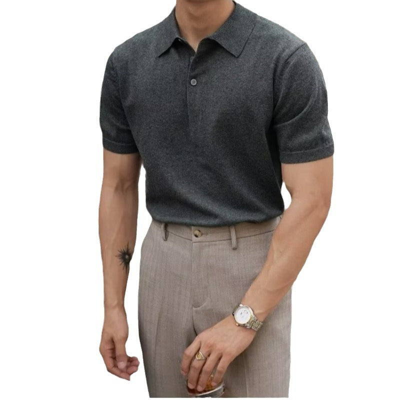 Men's New Polo Collar Solid Color Casual Business Simplicity T-shirt - Sophinity