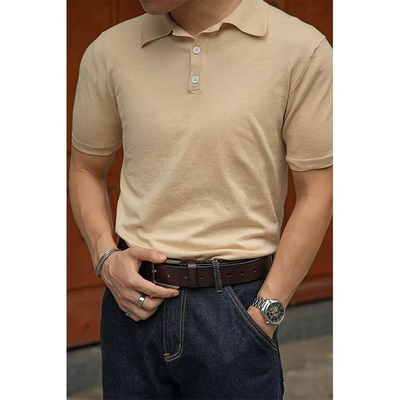 Men's New Polo Collar Solid Color Casual Business Simplicity T-shirt - Sophinity