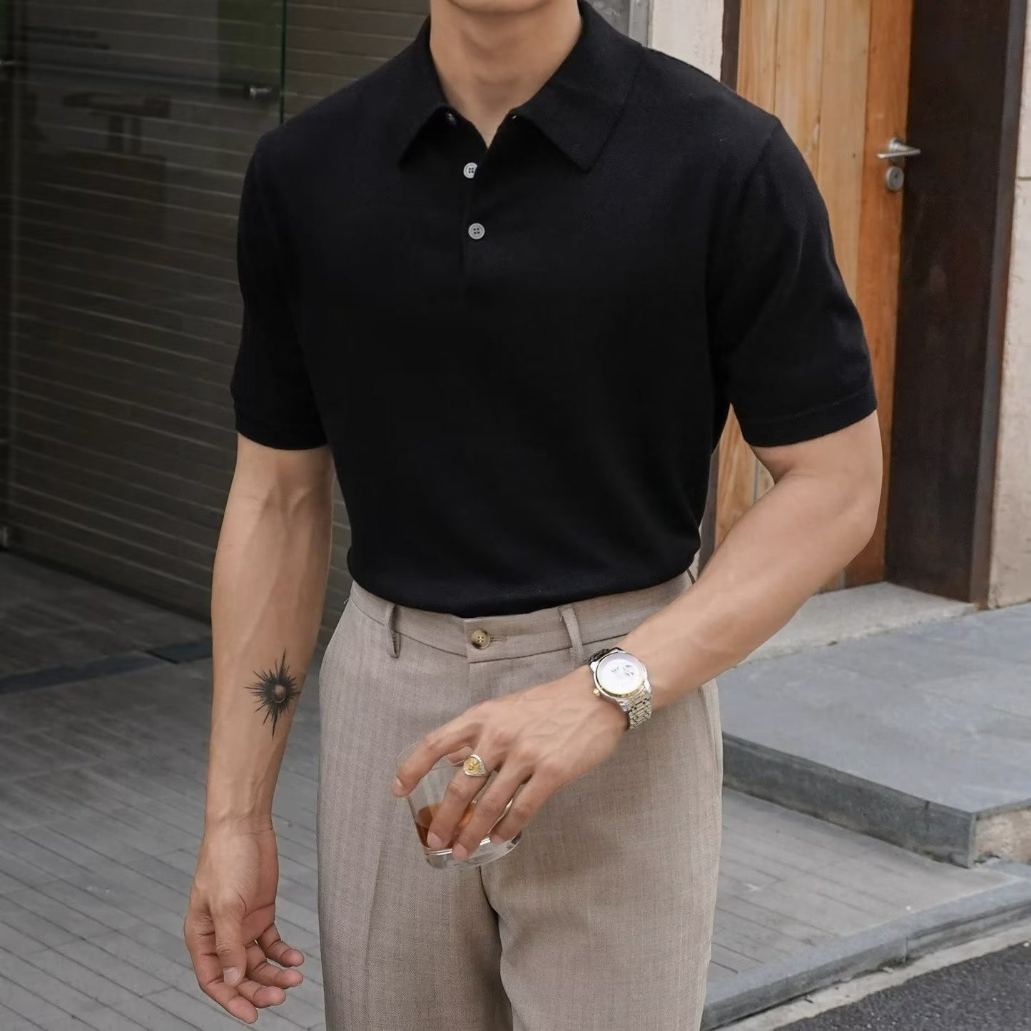 Men's New Polo Collar Solid Color Casual Business Simplicity T-shirt - Sophinity