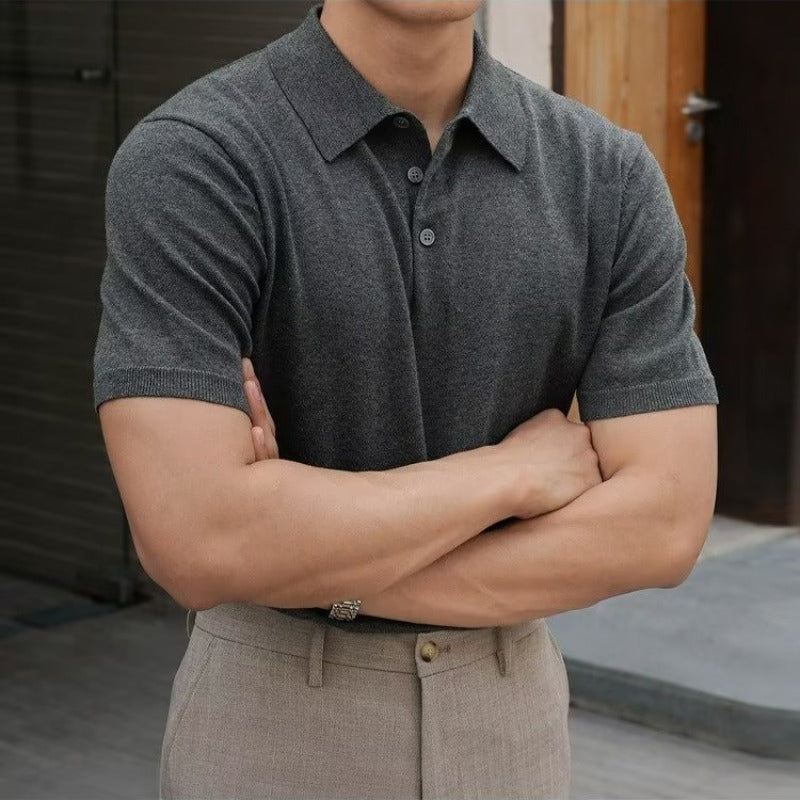 Men's New Polo Collar Solid Color Casual Business Simplicity T-shirt - Sophinity