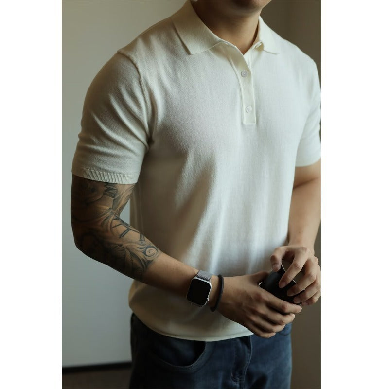 Men's New Polo Collar Solid Color Casual Business Simplicity T-shirt - Sophinity