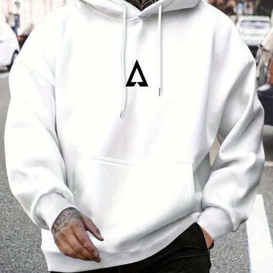 Men's Casual Geometric Pattern Hooded Sweater With Bag - Sophinity