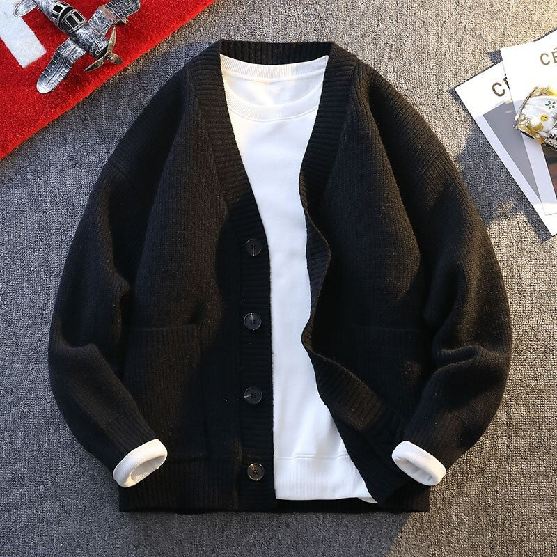 High-end V-neck Knitted Cardigan Coat Men - Sophinity