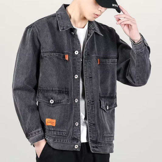 Fashion Smoky Gray Vintage Denim Jacket Men - Sophinity