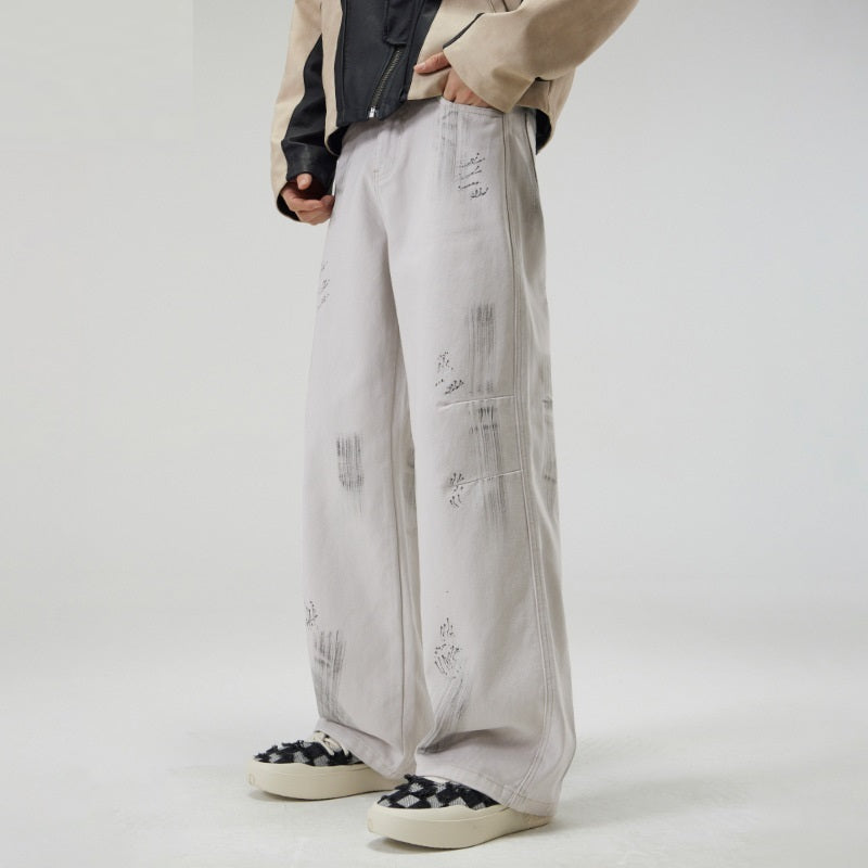 American Street Hip Hop Tie-dyed Washed Jeans Men - Sophinity