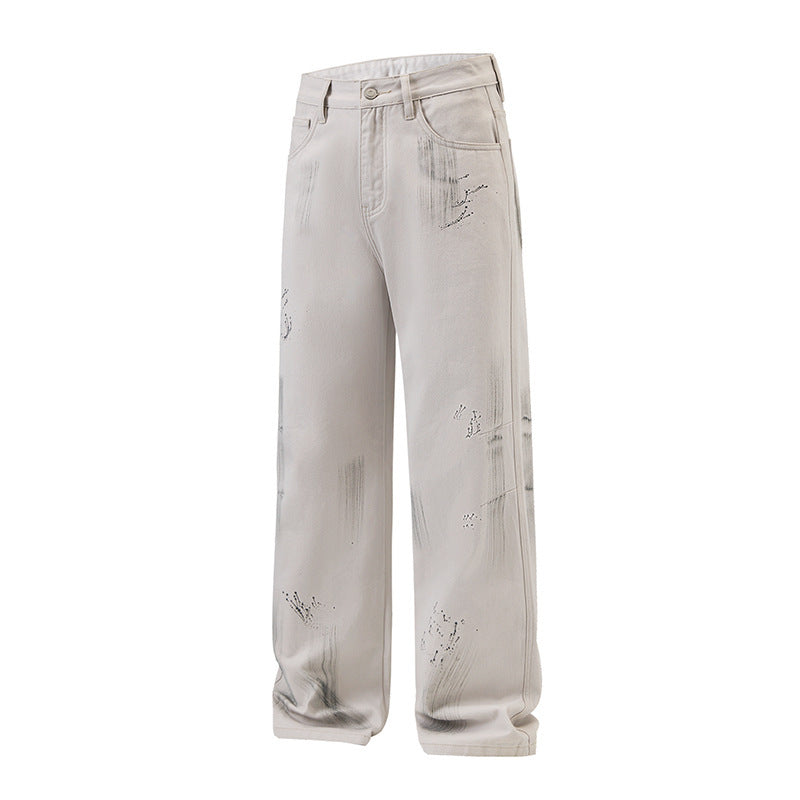 American Street Hip Hop Tie-dyed Washed Jeans Men - Sophinity