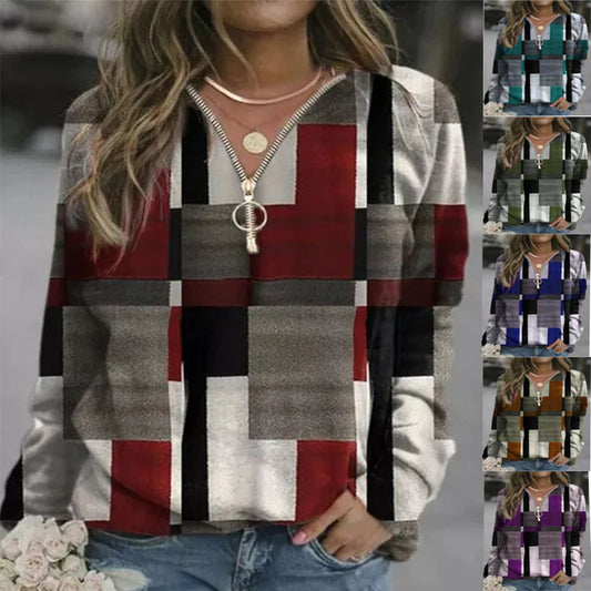 Women's Tops Checkered Sweaters Fleece Jackets - Sophinity