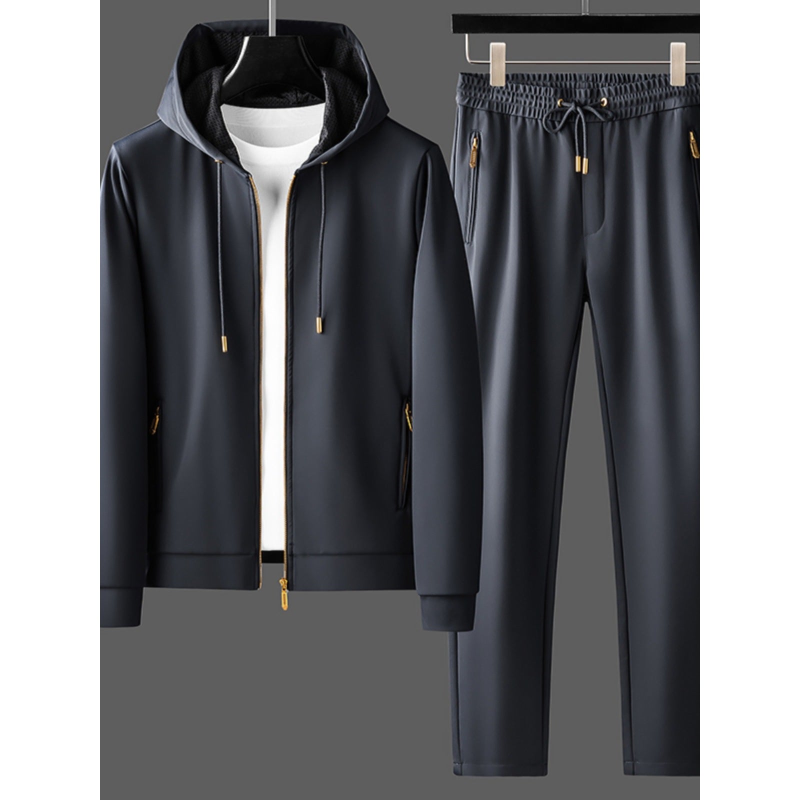 Contrast Color Men's Thickened Two-piece Suit Sweater Zipper Casual Suit - Sophinity