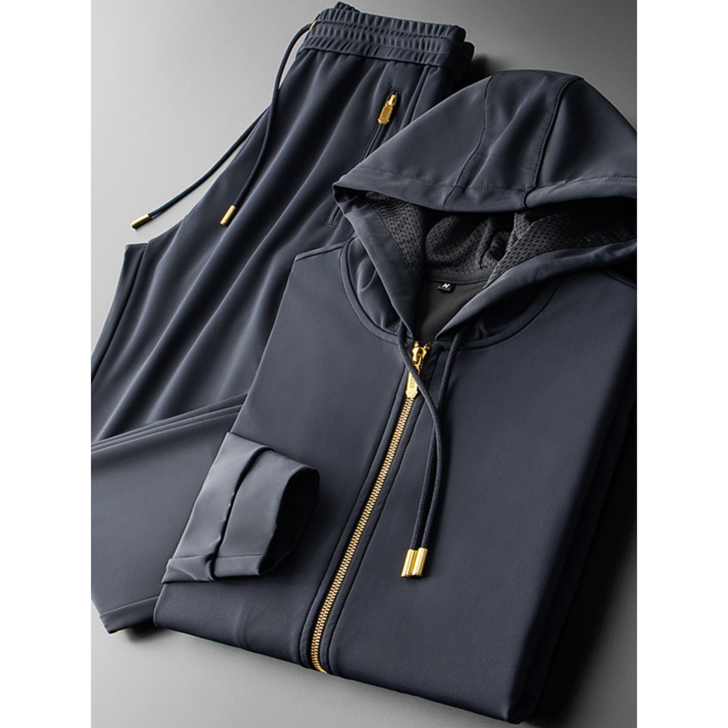 Contrast Color Men's Thickened Two-piece Suit Sweater Zipper Casual Suit - Sophinity