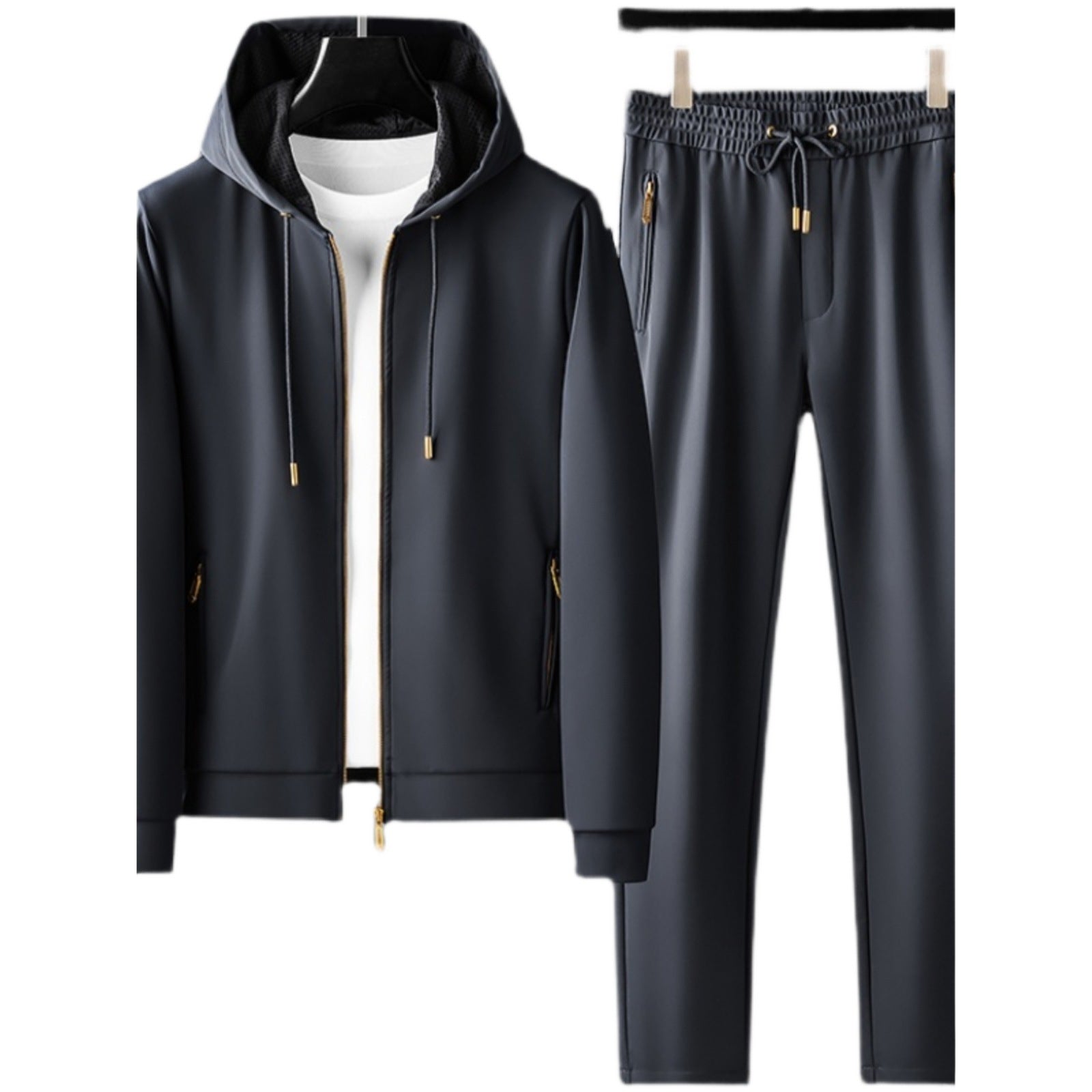 Contrast Color Men's Thickened Two-piece Suit Sweater Zipper Casual Suit - Sophinity