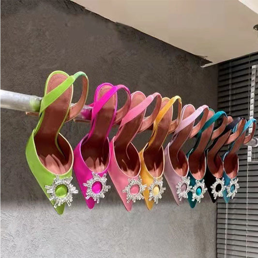 Baotou Dew Heel Plus Size Rhinestone Buckle Shoes - Sophinity