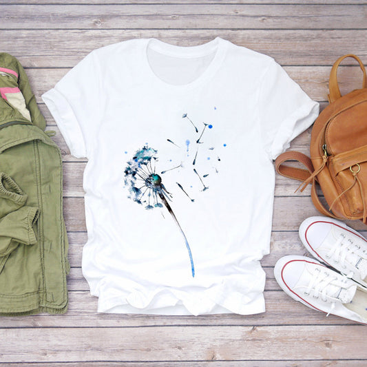 Women T-shirts Cartoon Bee Flower 90s Cute Fashion Short - Sophinity