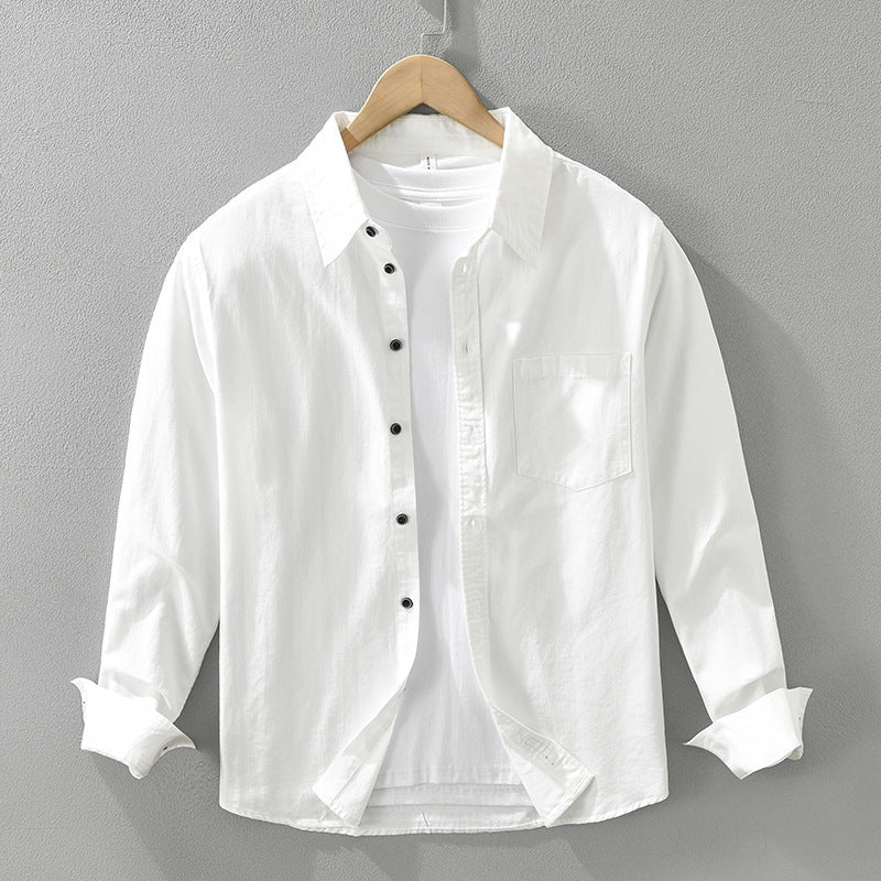 Men's Simplicity Long Sleeve Shirt Casual All-match Literary Loose Top - Sophinity