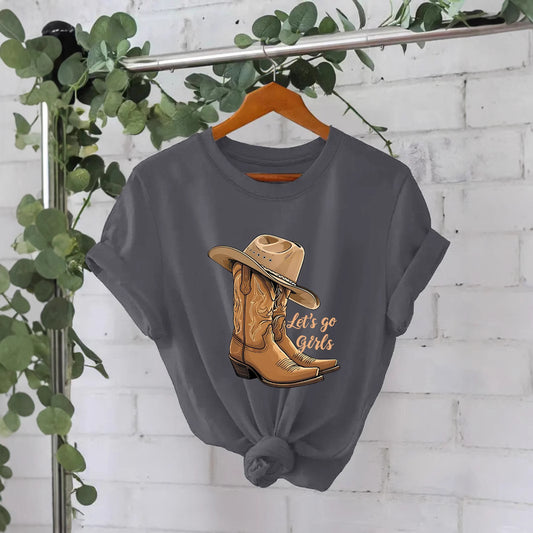 Cotton T-shirt Female Martin Boots Hat Printing