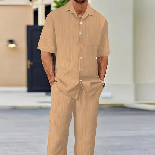 Men's Solid Color Short Sleeve Fashion Suit - Sophinity
