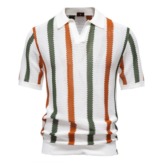 Summer New Breathable Hollow Men Short-sleeved Knitting Polo Shirt - Sophinity