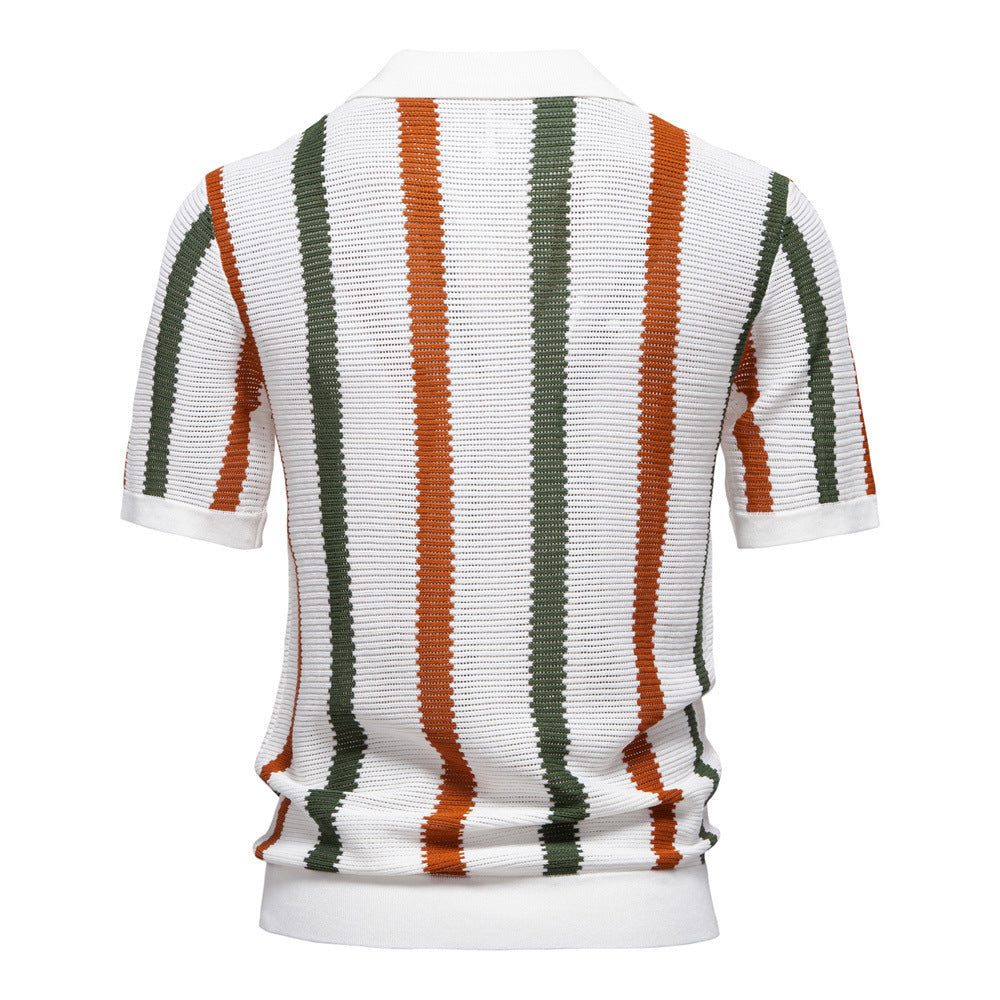 Summer New Breathable Hollow Men Short-sleeved Knitting Polo Shirt - Sophinity
