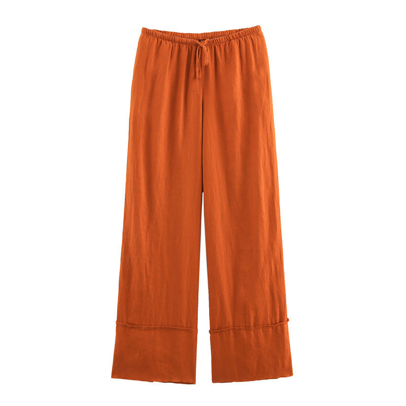 Spring And Summer Linen Shirt Wide Leg Pants
