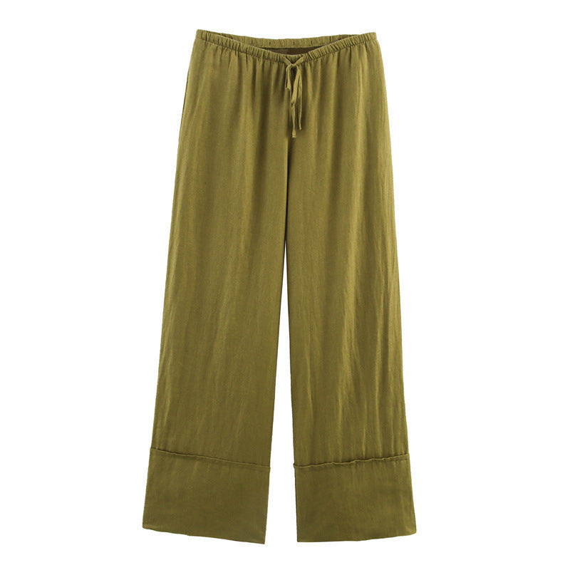 Spring And Summer Linen Shirt Wide Leg Pants