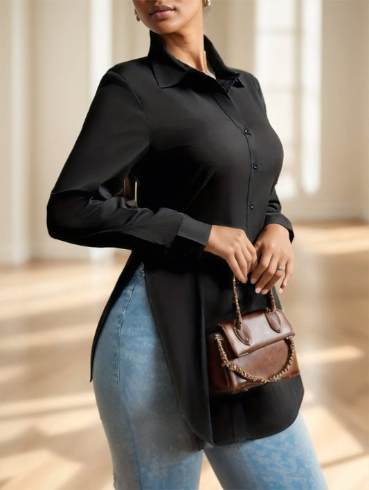 Split Button Front Shirt - Sophinity