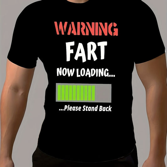 Fun Loading Letter Pattern Men's Short Sleeved Round Neck T-shirt, Summer Outdoor