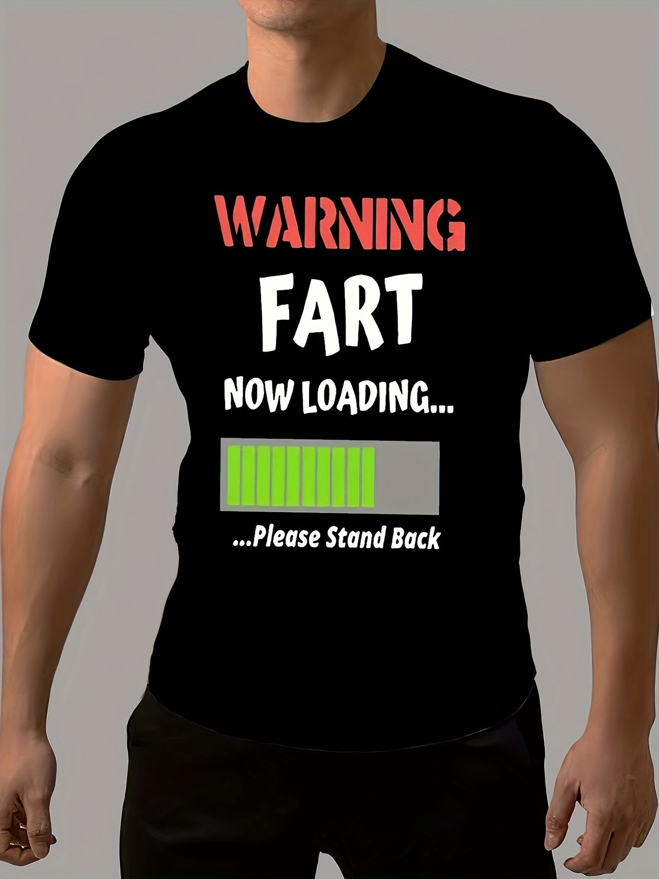 Fun Loading Letter Pattern Men's Short Sleeved Round Neck T-shirt, Summer Outdoor