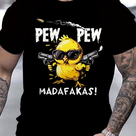 Men's Breathable Cool Girl Cartoon Printed Short Sleeved T-shirt, Casual Street Style Fashion, Round Neck