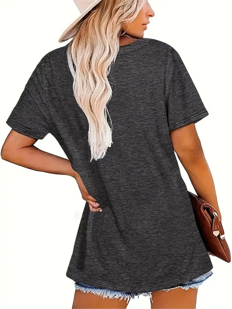 Dragonfly Minimalist Letter Pattern Printed Plus Size T-shirt, Casual Round Neck Summer Short Sleeved Women's Top - Sophinity